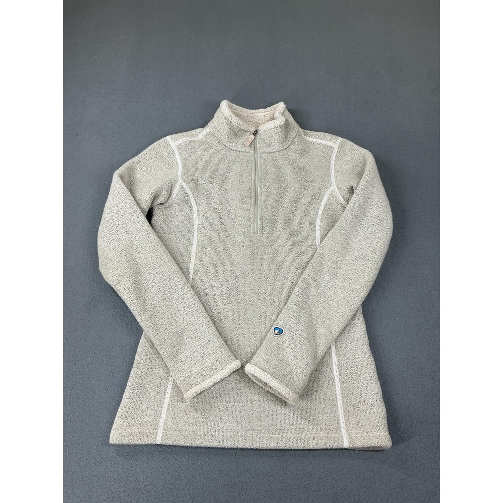 Kuhl Pullover Womens XS Gray Sherpa Fleece 1/4 Zip Mock Neck Thermal Top
